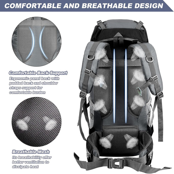 Mochila de Senderismo Night Cat con Marco Interno, Respaldo Ergonómico y Funda Impermeable