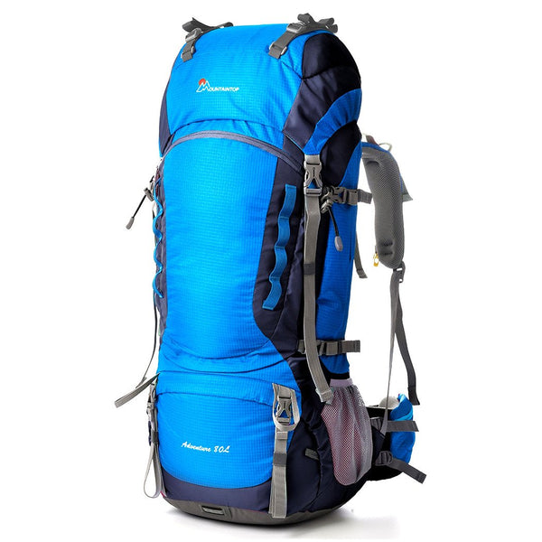Morrales para Camping Mountaintop con Funda para Lluvia 80L Color Azul