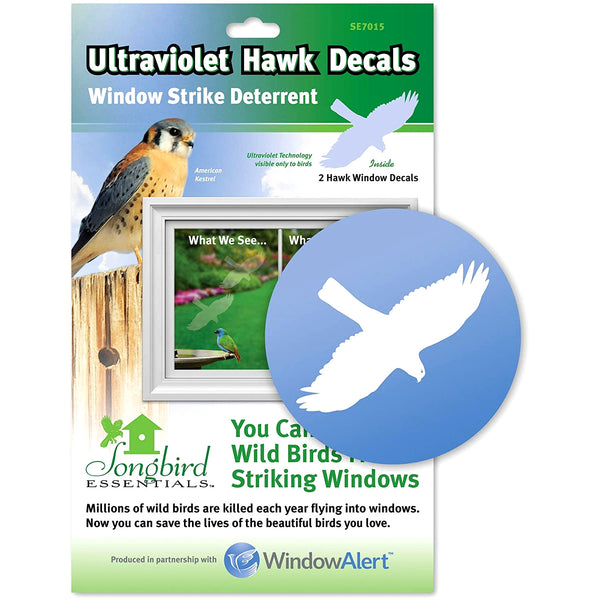 Disuador Visual de Aves WindowAlert Etiquetas Estáticas Adhesivas Figuras Halcónes con UV x 4 u