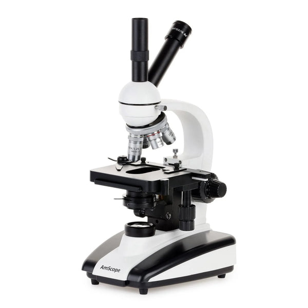 Microscopio Compuesto Monocular de Doble Visualización, Aumentos de 40X a 2500X, con Luz Halógena de 20 W y Platina Mecánica 