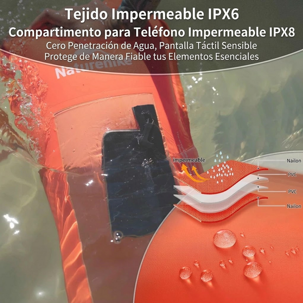 Airbag/Bolsas Secas Naturehike Impermeables de Capacidad de 18 L con Compartimento para teléfono