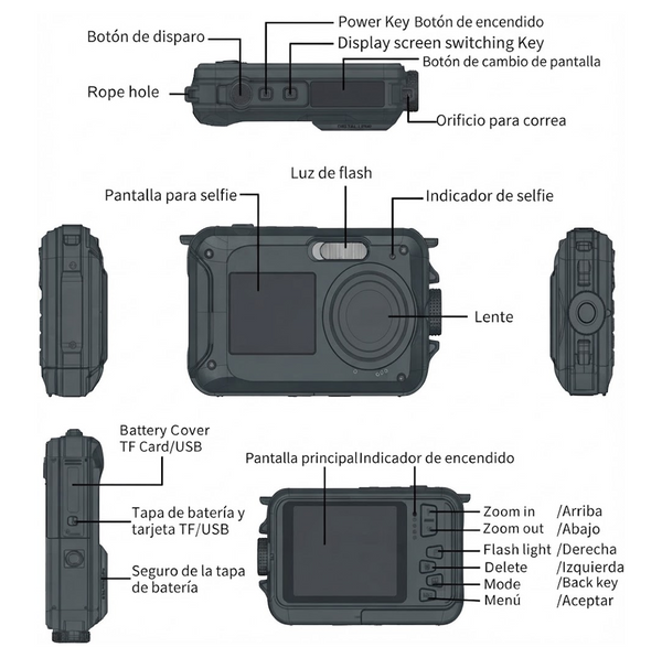 Cámara Digital Compacta Impermeable Genérica 48 MP