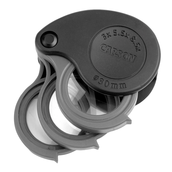 Lupa Plegable Carson TriView de 3x/5.5x/8.5x con Estuche Integrado
