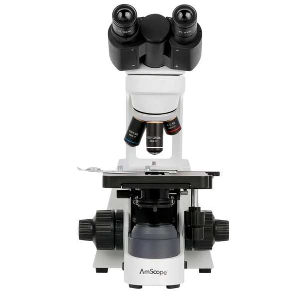 Microscopio Compuesto Binocular AmScope Serie EduPro EDU550 con Platina Mecánica de Dos Capas e Iluminación LED de 3 W