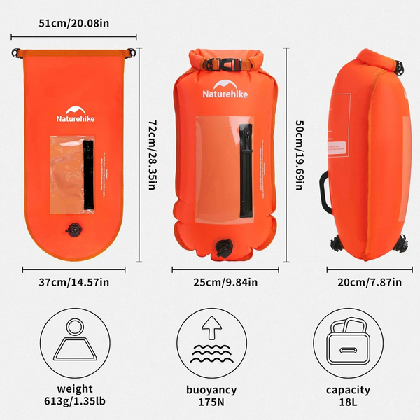 Airbag/Bolsas Secas Naturehike Impermeables de Capacidad de 18 L con Compartimento para teléfono