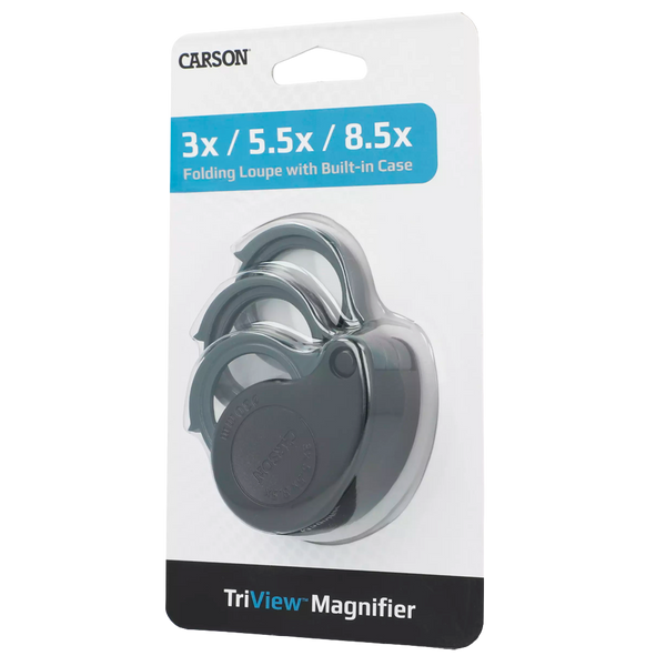 Lupa Plegable Carson TriView de 3x/5.5x/8.5x con Estuche Integrado