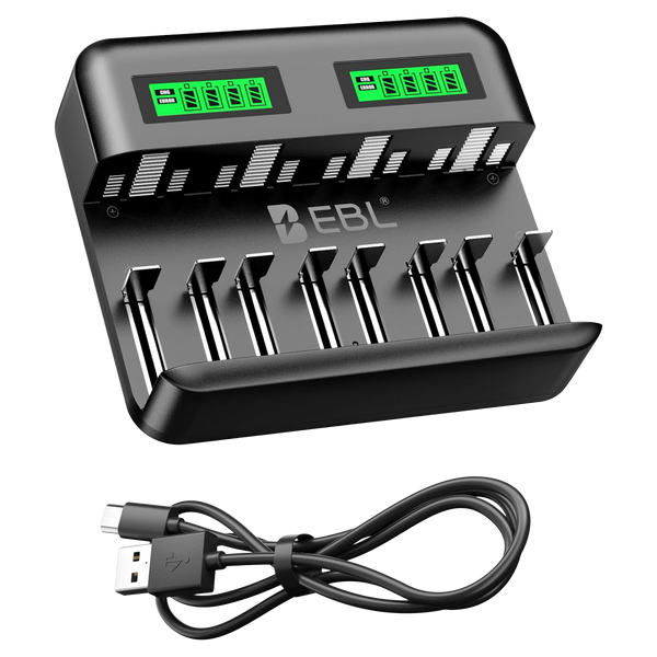 Cargador Universal EBL para Baterías Recargables Tipo AA/AAA/C/D/Ni-MH - Nueva edición