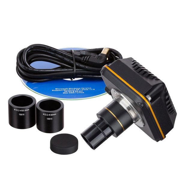 Cámaras para Microscopio AmScope Sensor CMOS a Color USB 3.0 de Montura C hasta 20 MP con Lente Reductor