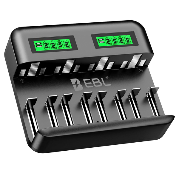 Cargador Universal EBL para Baterías Recargables Tipo AA/AAA/C/D/Ni-MH - Nueva edición