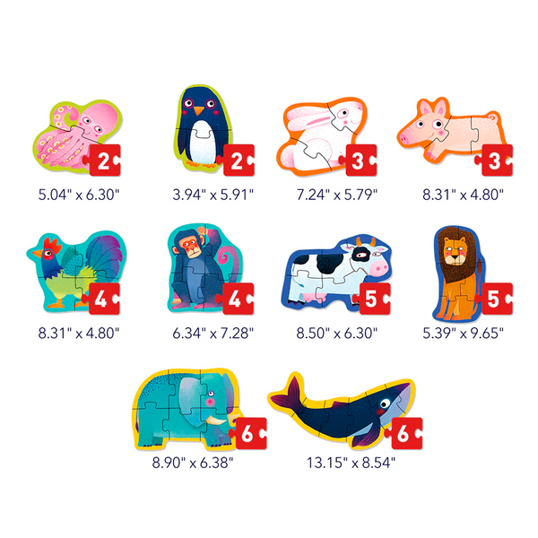 Rompecabezas Animales Nivel 1 con Bolsa de Almacenamiento de 40 Piezas (+2)