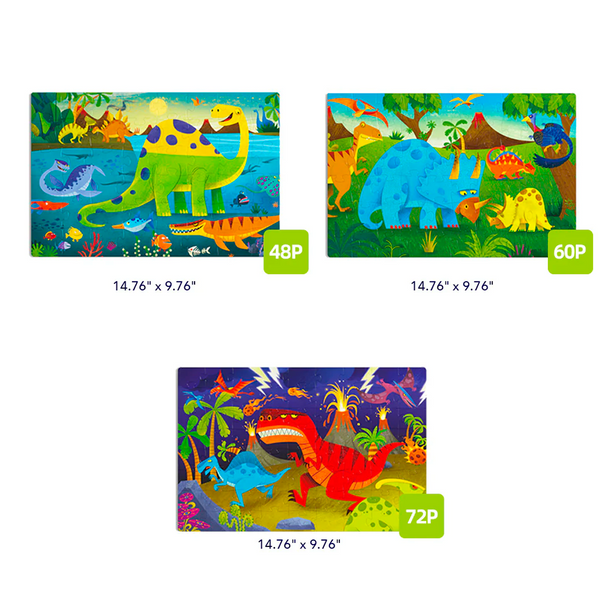 Quebra-Cabeça Level Up Nível 4 Mundo dos Dinossauros com Bolsa de Armazenamento 180 Peças (+4)