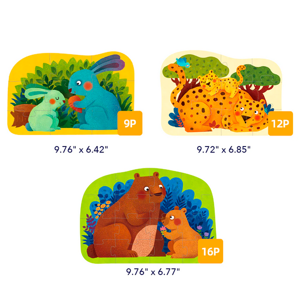 Rompecabezas Familias de Animales Nivel 2 con Bolsa de Almacenamiento de 37 Piezas (+2)