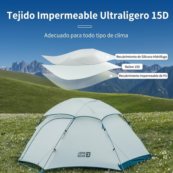Carpa Naturehike Serie Jims Ultraligera 4 Estaciones para 1 a 2 Personas desde 1,87 kg