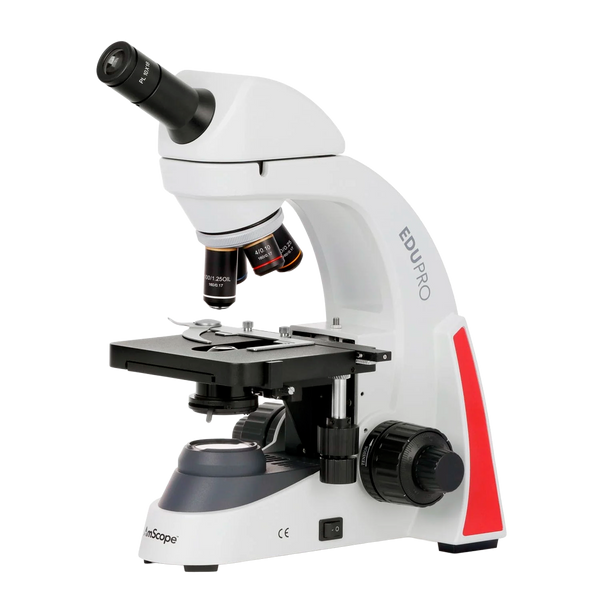 Microscopio Compuesto Monocular AmScope Serie EDU550 con Platina Mecánica de Dos Capas e Iluminación LED de 3 W