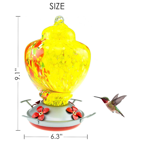 Bebedero para Colibríes BHP Botella Vidrio Soplado Otoño 24 oz.