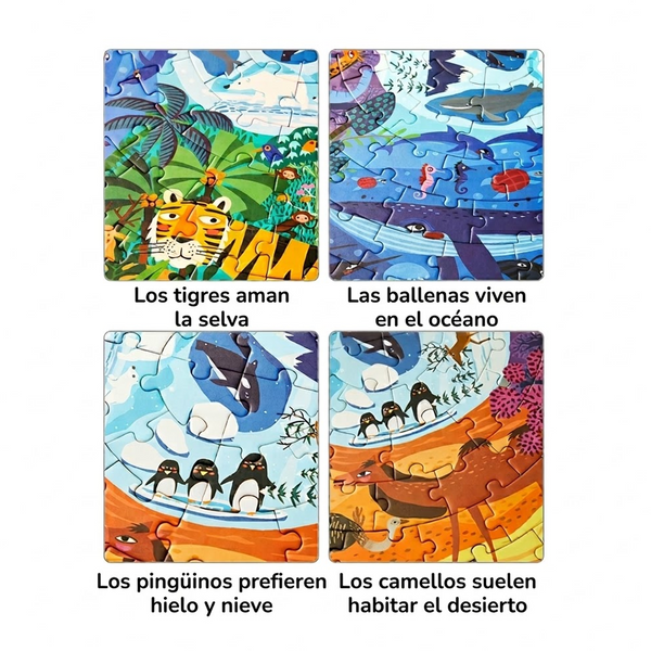 Rompecabezas Panorámico Animales del Mundo de 150 Piezas para (+5)