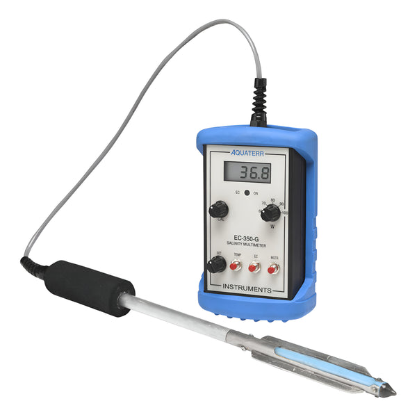 Medidor Digital de Humedad, Temperatura y Salinidad del Suelo Aquaterr EC-350-G