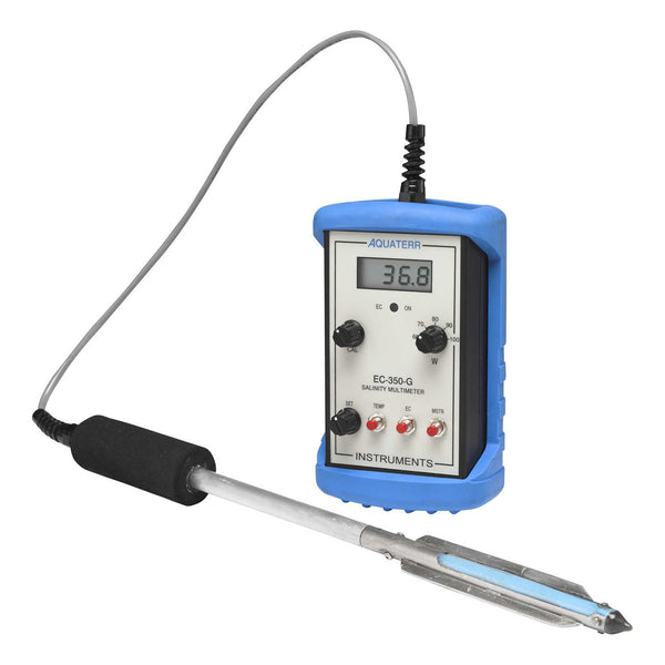 Medidor Digital de Humedad, Temperatura y Salinidad del Suelo Aquaterr EC-350-G