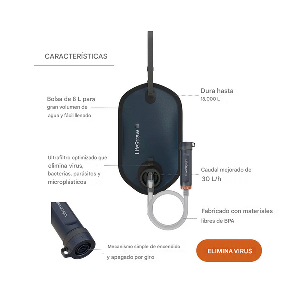 Purificador de Gravedad LifeStraw Serie Peak con Eliminación de Virus