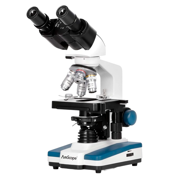Microscopio Compuesto Binocular AmScope Serie B120 40X–2500X +  Cámara 2 MP