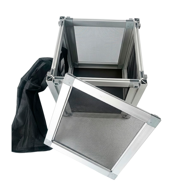 Jaulas de Cría de Insectos con Malla Fina de Nailon de 150 a 300 µm, Estructura de Aluminio y Apertura Frontal con Manga