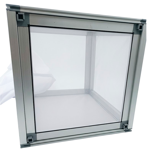 Jaulas de Cría de Insectos con Malla Fina de Nailon de 150 a 300 µm, Estructura de Aluminio y Apertura Frontal con Manga