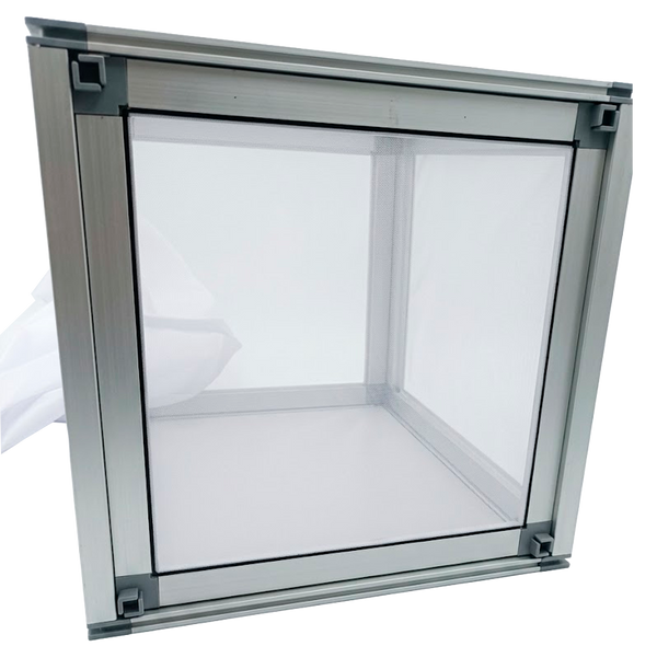 Jaulas de Cría de Insectos con Malla de Nailon de 650 a 700 µm, Estructura de Aluminio, Panel Transparente y Apertura Frontal con Manga