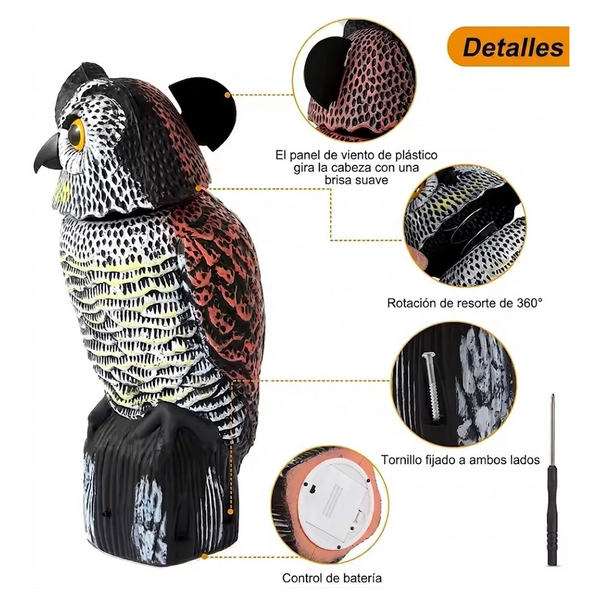 Búhos Ahuyentadores de Aves con Cabeza Giratoria
