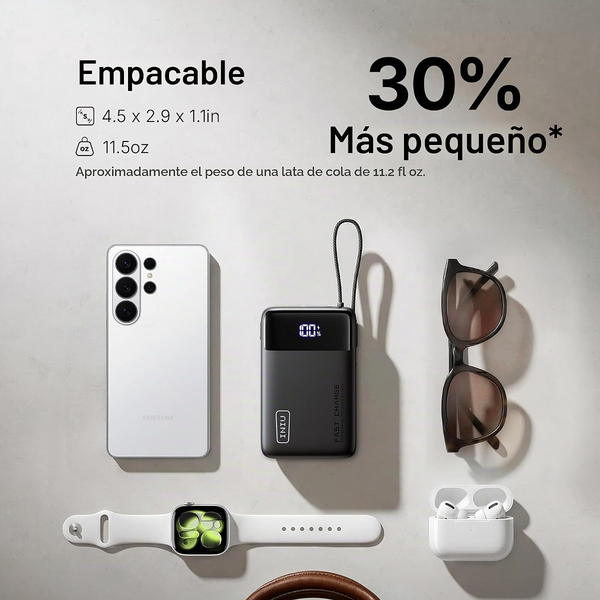 Batería Recargable de Reserva INIU 20000mAh  & 45 W con Cable USB C Integrado