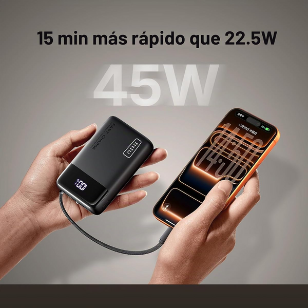 Batería Recargable de Reserva INIU 20000mAh  & 45 W con Cable USB C Integrado