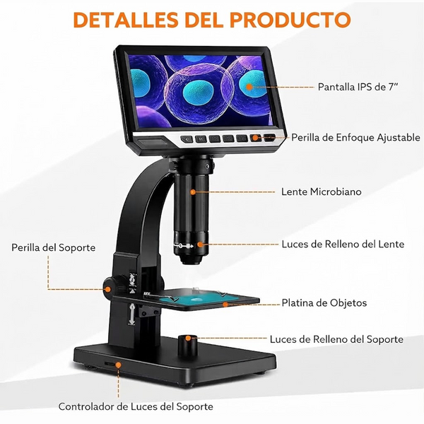 Microscopio con Pantalla LCD 2000X 12MP 