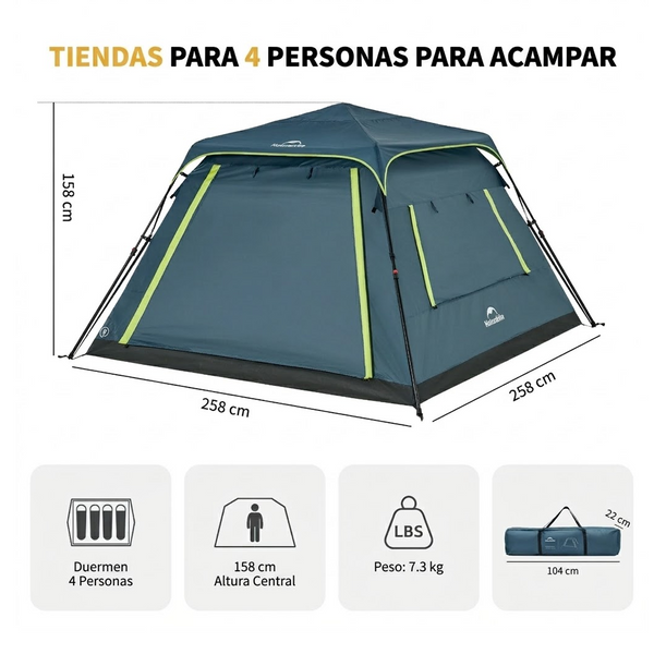 Tienda de Campaña Instantánea Cape Lite Naturehike para 4 a 6 Personas