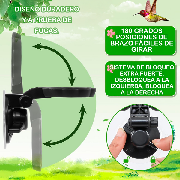 Alimentadores Manuales para Colibríes con Percha (Juego de 2), Incluye Ventosa para Pegar en La Ventana