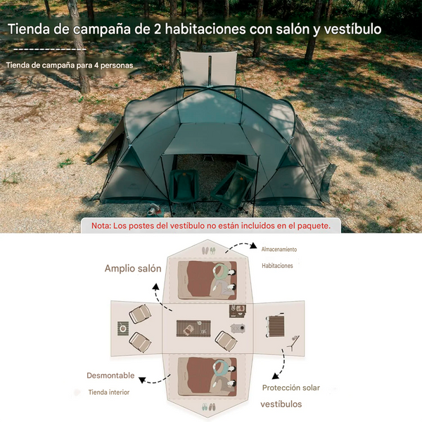 Tienda de Campaña de Doble Capa para 4 Estaciones Naturehike
