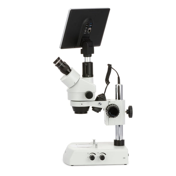 Microscopio Estéreo Trinocular Amscope 7X-45X Iluminación LED 10.5" y Monitor 8MP