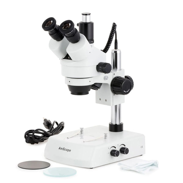 Microscopio Estéreo Trinocular AmScope Luz de Intensidad Dual