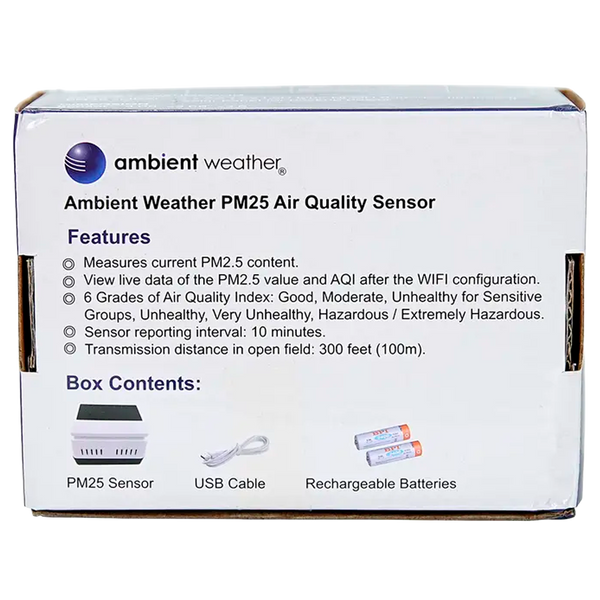 Monitor Inalámbrico de Material Particulado para Exteriores Ambient Weather PM25