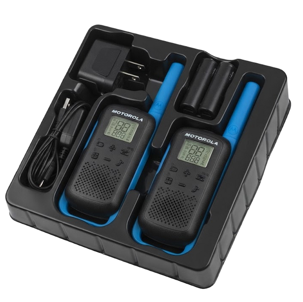 Radios Bidireccionales Recargables Motorola Talkabout T270, Hasta 25 Millas (40 km), con Opción de Doble Energía, Walkie Talkie x 2 Ud
