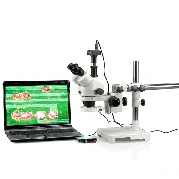 Microscopio Trinocular Amscope Soporte de Pluma - 3.5X-90X / Luz LED 54 ²⁵