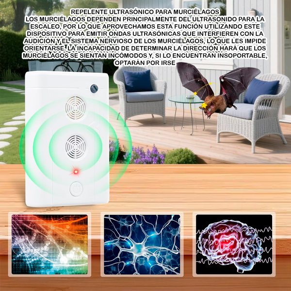 Ahuyentador Ultrasónico B•Tools Contra Murciélagos con Dos Parlantes, para Interiores (Hasta 60 m²) ²⁵
