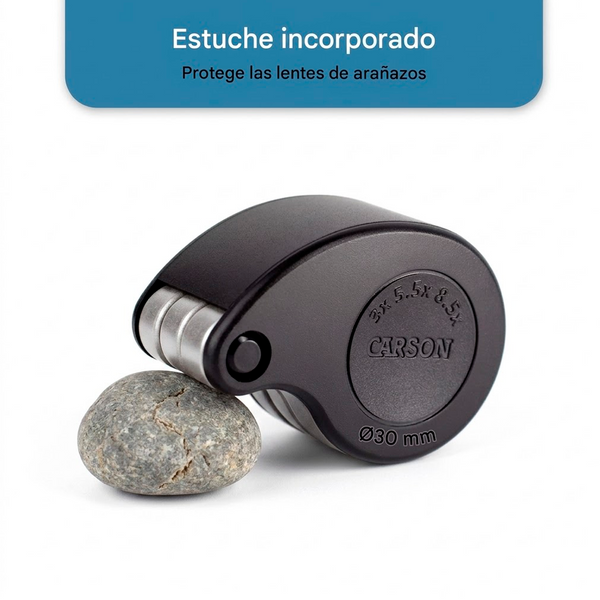 Lupa Plegable Carson TriView de 3x/5.5x/8.5x con Estuche Integrado