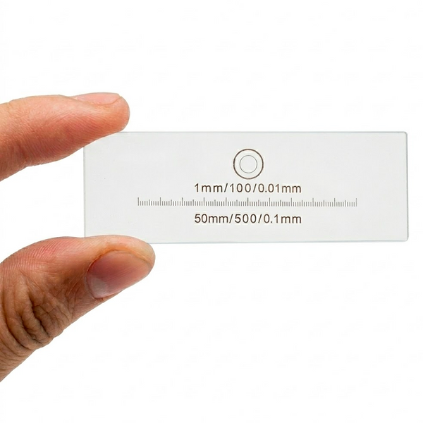 Lámina Micrométrica de Calibración para Microscopios 100 x 0,01 mm y 500 x 0,1 mm 