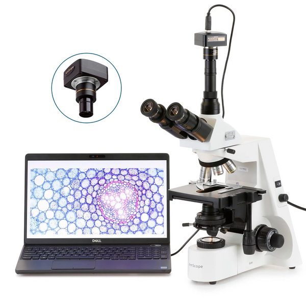 Microscopio Trinocular AmScope Serie T690 de 40X hasta 2500X de Aumento con Iluminación Köhler Óptica Planacromática + Cámara USB ²⁶