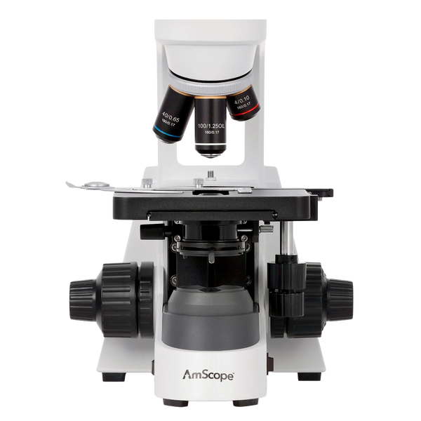 Microscopio Compuesto Monocular AmScope Serie EDU550 con Platina Mecánica de Dos Capas e Iluminación LED de 3 W
