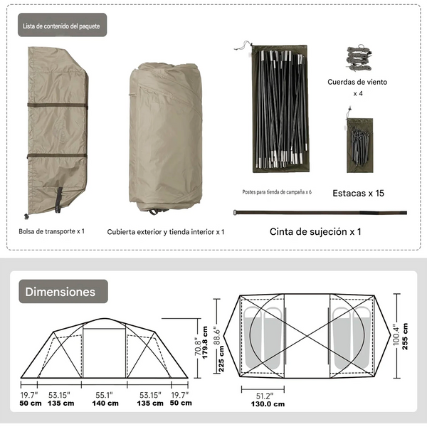 Tienda de Campaña de Doble Capa para 4 Estaciones Naturehike
