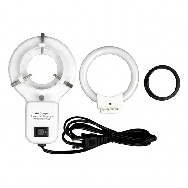 Microscopio Estereo Trinocular AmScope Serie SW-3T24Z-FRL con Aumento de 20-40-80×, Fuente de luz fluorescente y Soporte de pluma de brazo sencillo