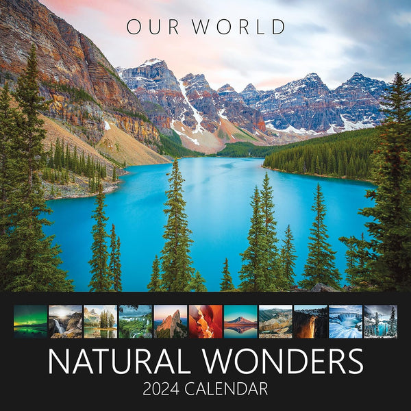 Calendario de Pared 2024 Our World Natural Wonders con Imágenes de Paisajes