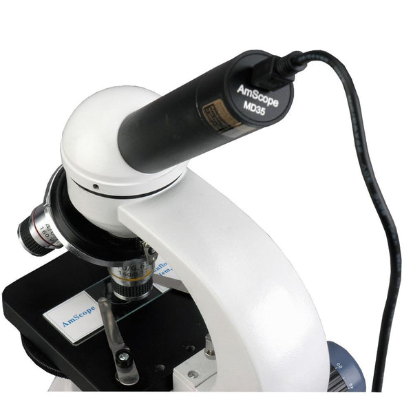Microscopio Monocular AmScope M158C-E hasta 400× con Cabeza Rotatoria de 360° 