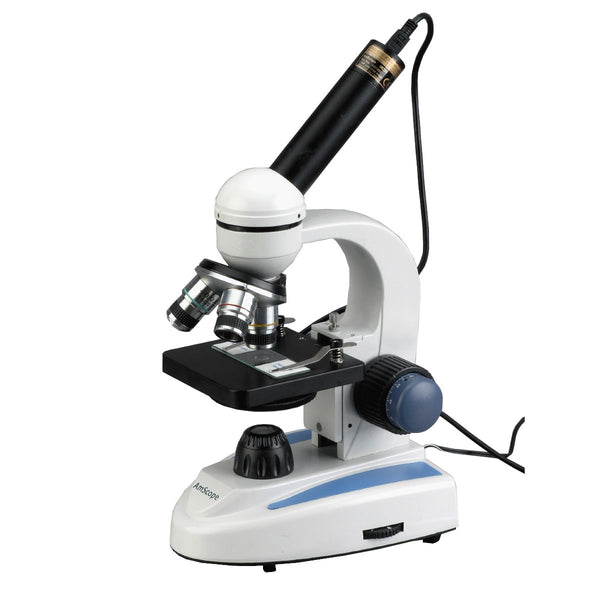 Microscopio Monocular AmScope M158C-E hasta 400× con Cabeza Rotatoria de 360° 