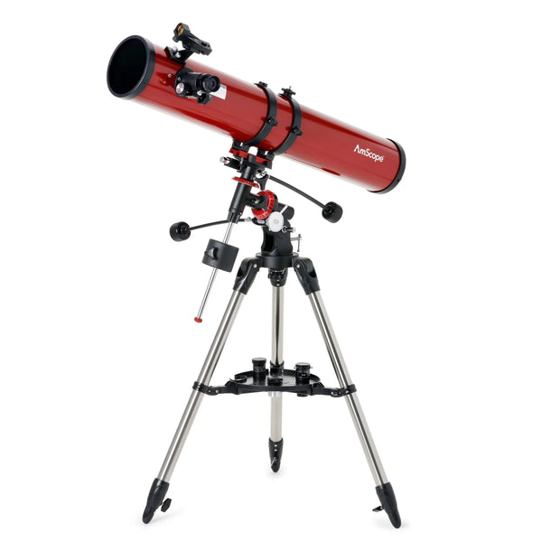 Telescopio Reflector AmScope Serie EQ con Montura Ecuatorial y Trípode de Acero Inoxidable